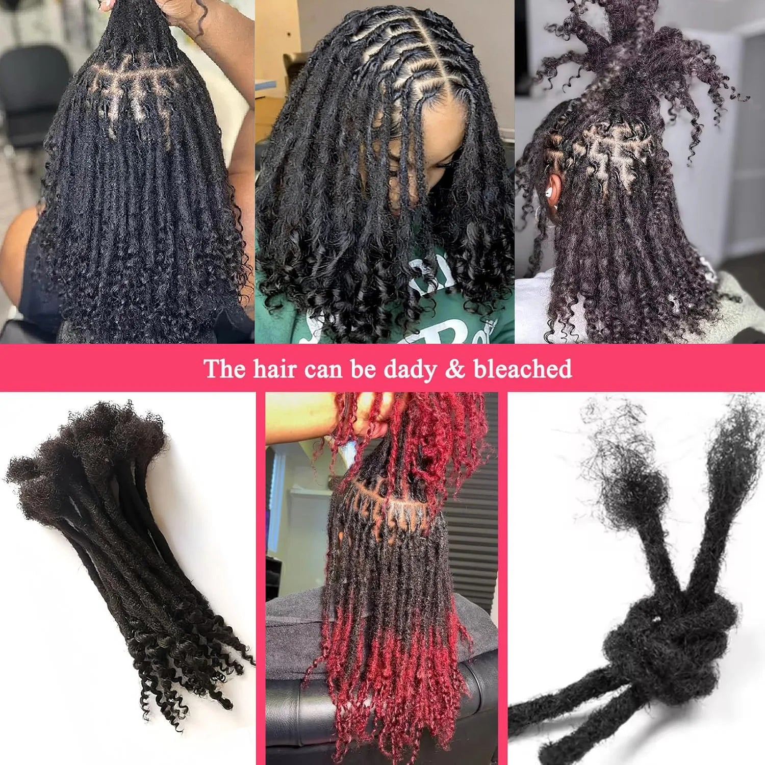 Locks Extensions Curly Ends Handmade Human Hair Dreadlocks Extension Curly Ends Peruvian Remy Hair Can Be Dyed for Men Women