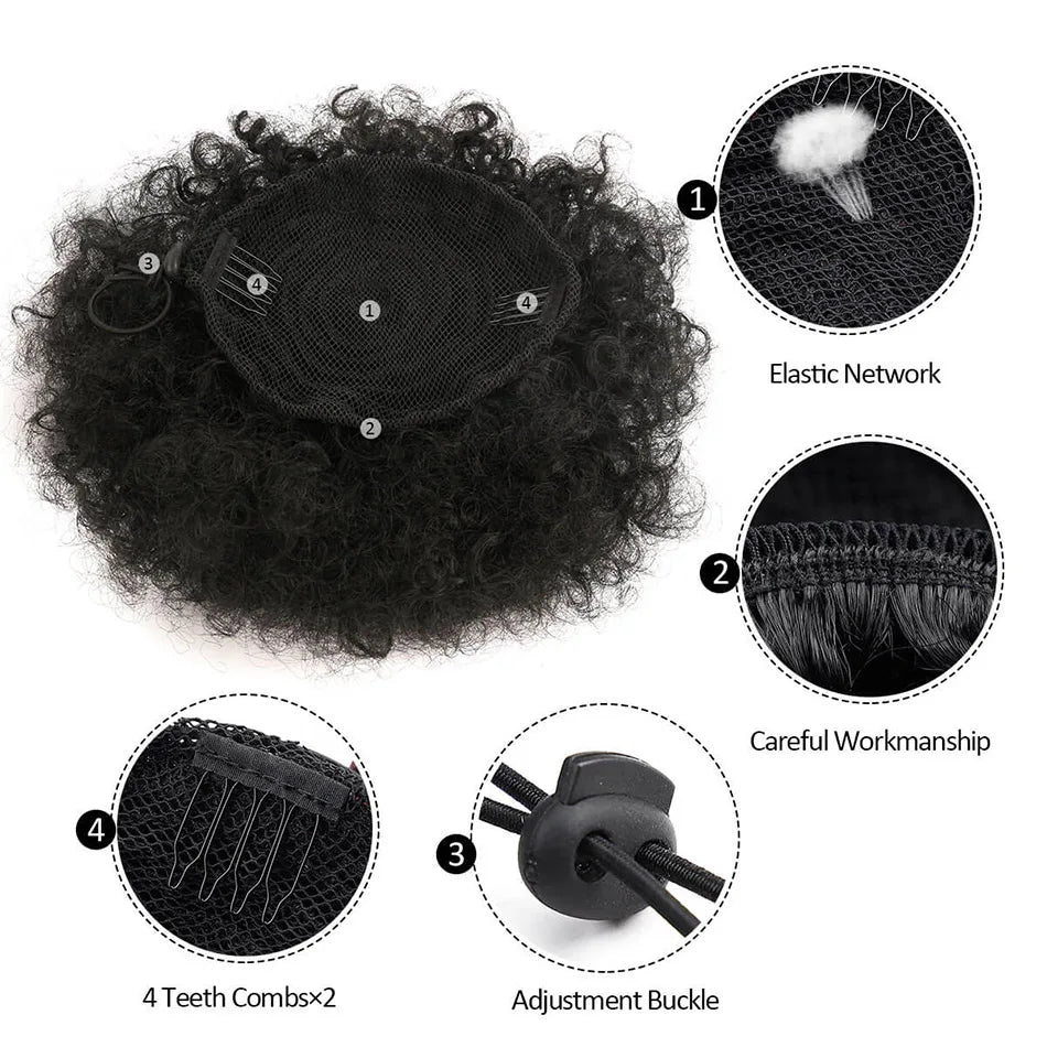 Luxyry Afro Puff ponytail- Natural Kinky Curly Look