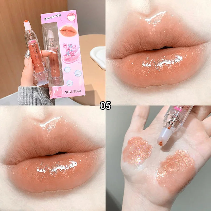 Gege Bear Ice Beet Lip Gloss Essence Honey, Pressed Type Lip Gloss, Balm Smooth, Rich Atmosphere, Explosion, Glitter, Transparent, Watery and Ice, Perfectly Lips, Korean Women's Essentials