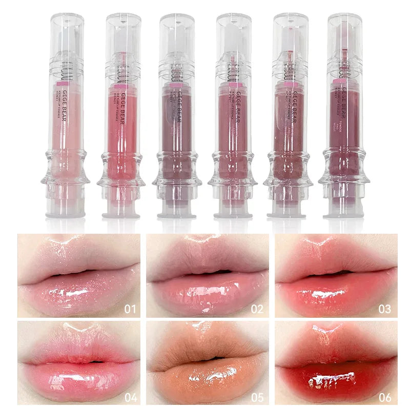 Gege Bear Ice Beet Lip Gloss Essence Honey, Pressed Type Lip Gloss, Balm Smooth, Rich Atmosphere, Explosion, Glitter, Transparent, Watery and Ice, Perfectly Lips, Korean Women's Essentials