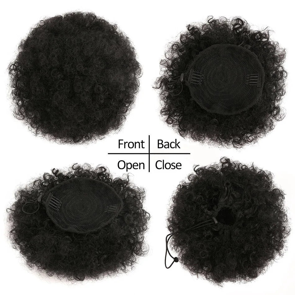 Luxyry Afro Puff ponytail- Natural Kinky Curly Look