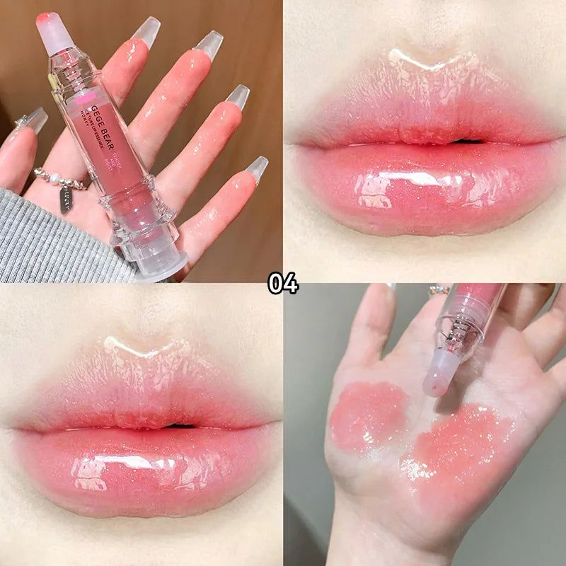 Gege Bear Ice Beet Lip Gloss Essence Honey, Pressed Type Lip Gloss, Balm Smooth, Rich Atmosphere, Explosion, Glitter, Transparent, Watery and Ice, Perfectly Lips, Korean Women's Essentials