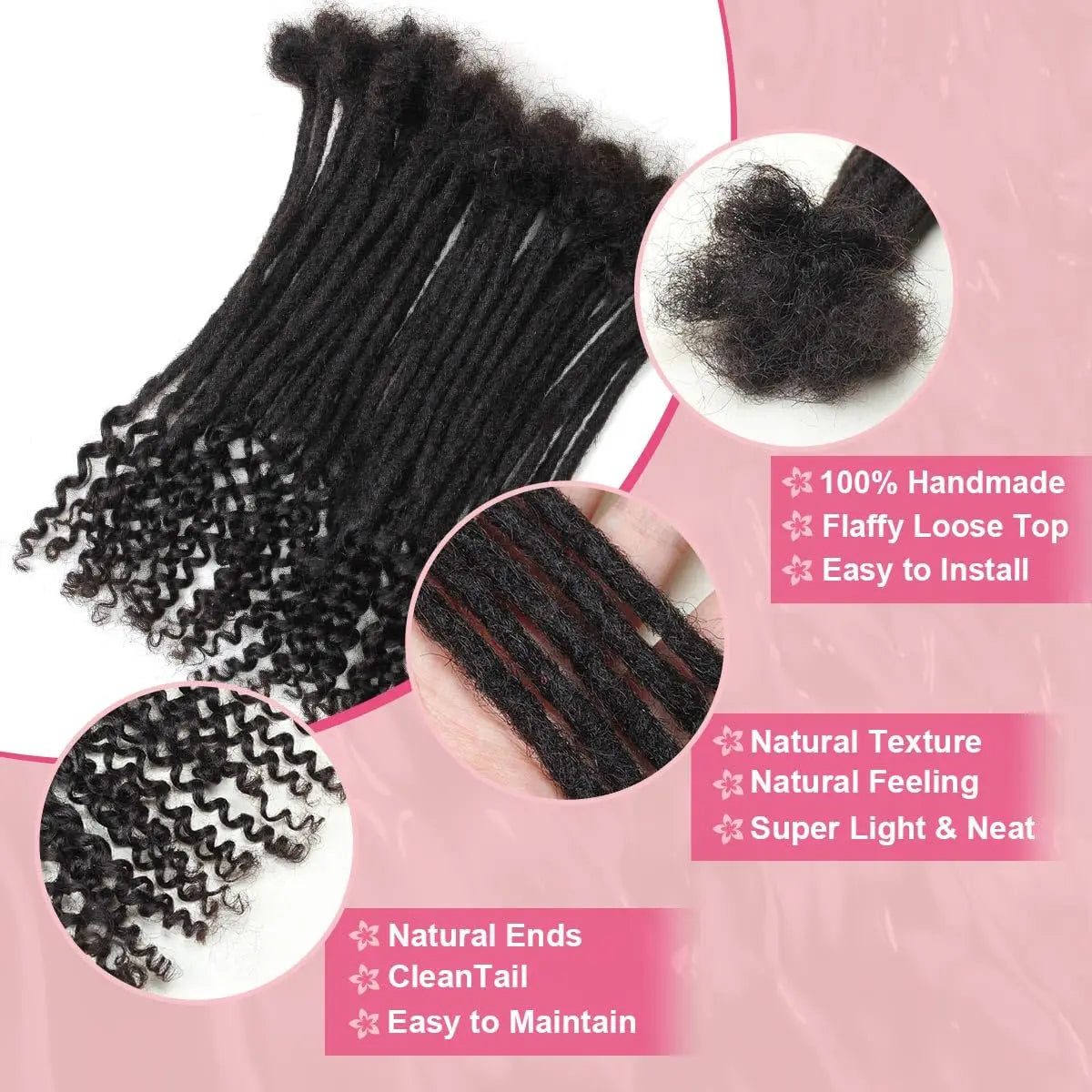 Locks Extensions Curly Ends Handmade Human Hair Dreadlocks Extension Curly Ends Peruvian Remy Hair Can Be Dyed for Men Women