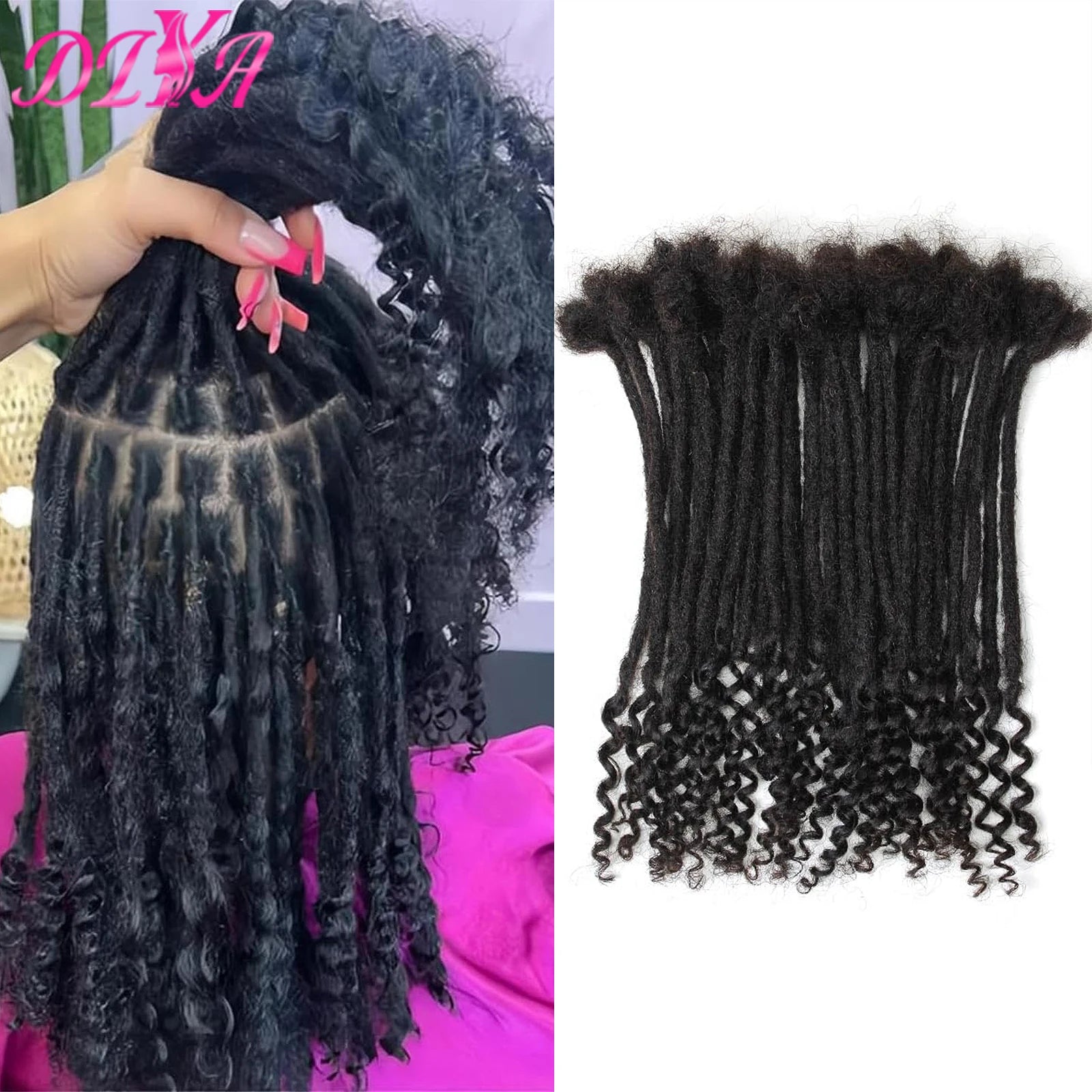 Locks Extensions Curly Ends Handmade Human Hair Dreadlocks Extension Curly Ends Peruvian Remy Hair Can Be Dyed for Men Women