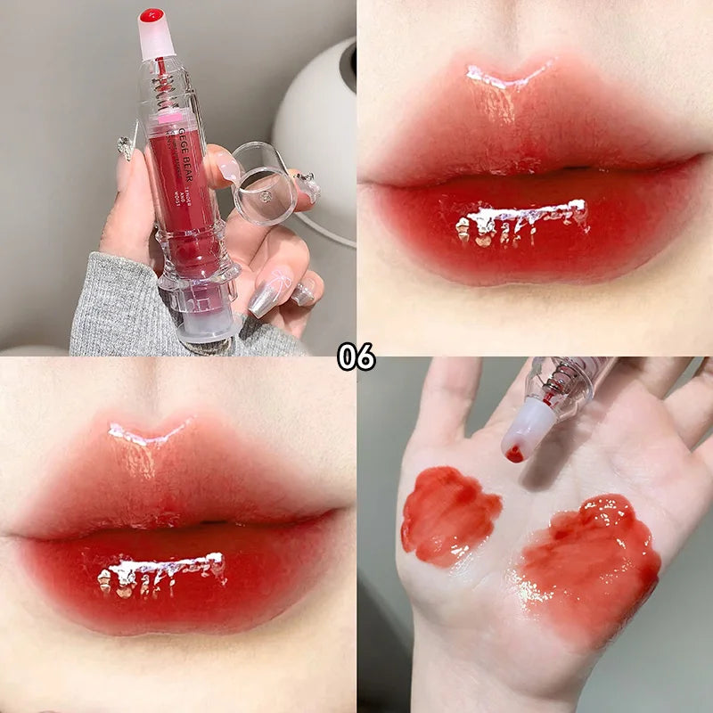 Gege Bear Ice Beet Lip Gloss Essence Honey, Pressed Type Lip Gloss, Balm Smooth, Rich Atmosphere, Explosion, Glitter, Transparent, Watery and Ice, Perfectly Lips, Korean Women's Essentials