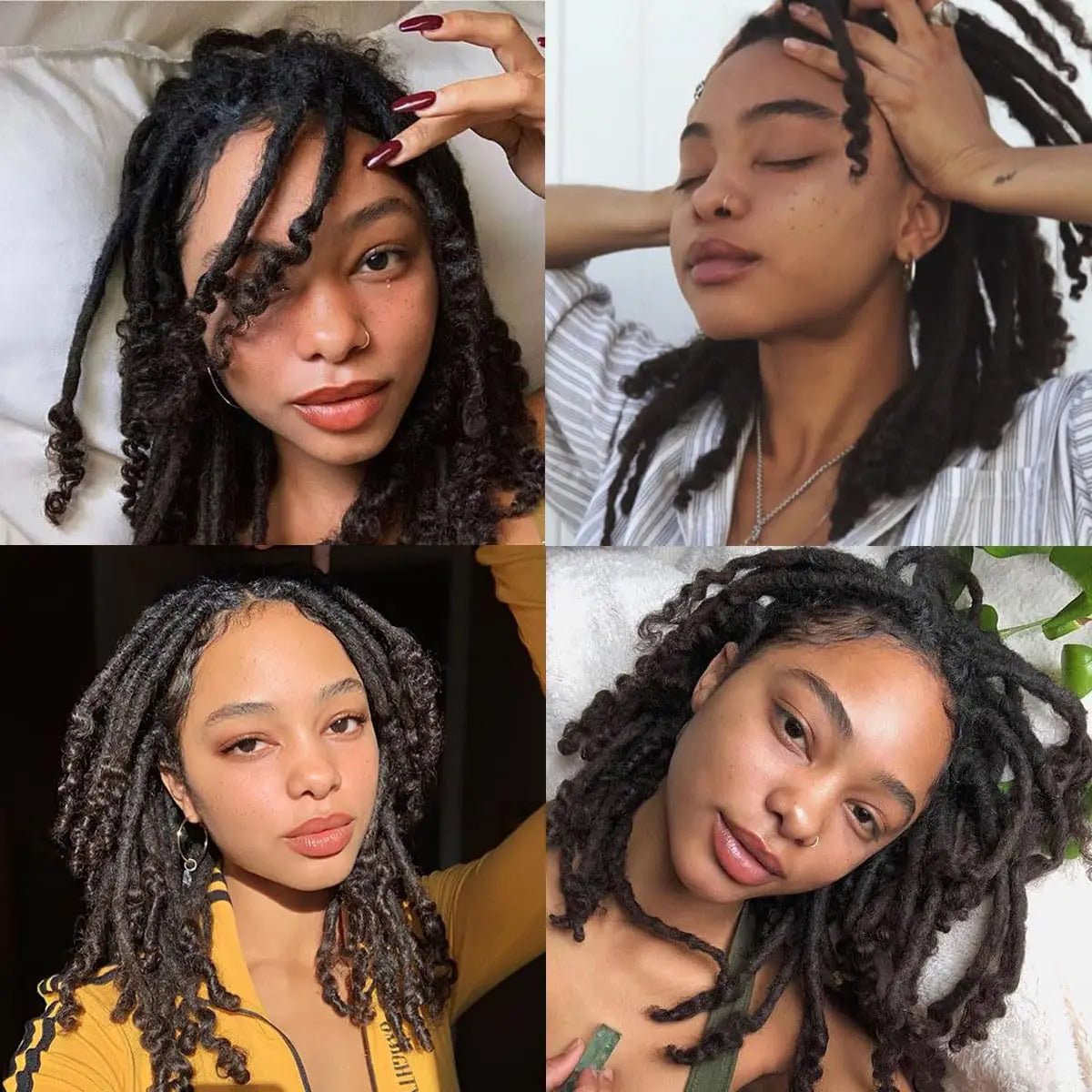 Locks Extensions Curly Ends Handmade Human Hair Dreadlocks Extension Curly Ends Peruvian Remy Hair Can Be Dyed for Men Women