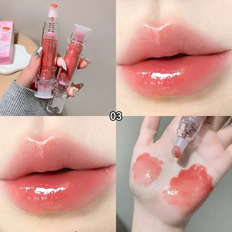 Gege Bear Ice Beet Lip Gloss Essence Honey, Pressed Type Lip Gloss, Balm Smooth, Rich Atmosphere, Explosion, Glitter, Transparent, Watery and Ice, Perfectly Lips, Korean Women's Essentials