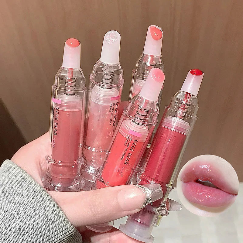 Gege Bear Ice Beet Lip Gloss Essence Honey, Pressed Type Lip Gloss, Balm Smooth, Rich Atmosphere, Explosion, Glitter, Transparent, Watery and Ice, Perfectly Lips, Korean Women's Essentials