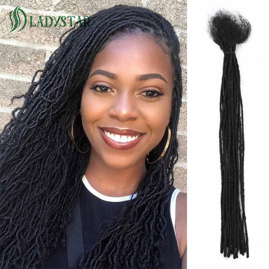 0.2cm Microlocs 100% Human Hair Dreadlock Extensions for Men Women Kids Full Handmade Permanent Loc Extensions