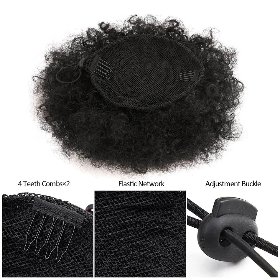 Luxyry Afro Puff ponytail- Natural Kinky Curly Look