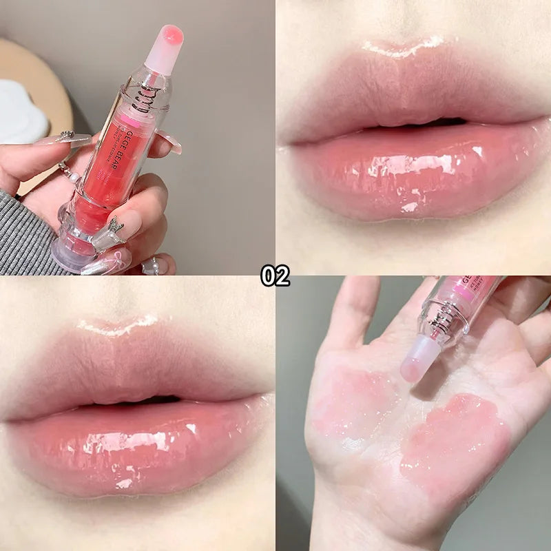 Gege Bear Ice Beet Lip Gloss Essence Honey, Pressed Type Lip Gloss, Balm Smooth, Rich Atmosphere, Explosion, Glitter, Transparent, Watery and Ice, Perfectly Lips, Korean Women's Essentials
