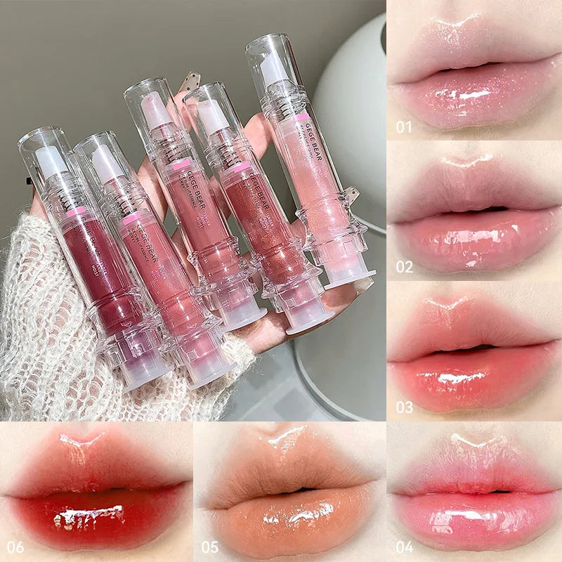 Gege Bear Ice Beet Lip Gloss Essence Honey, Pressed Type Lip Gloss, Balm Smooth, Rich Atmosphere, Explosion, Glitter, Transparent, Watery and Ice, Perfectly Lips, Korean Women's Essentials