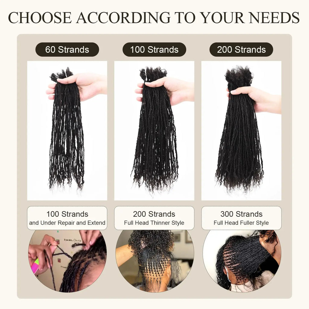 8-12inch 0.2cm Handmade Inter Loc Extension Sisterlocks 100% Real Human Hair Permanent Micro Locs Extensions Soft Dreadlock