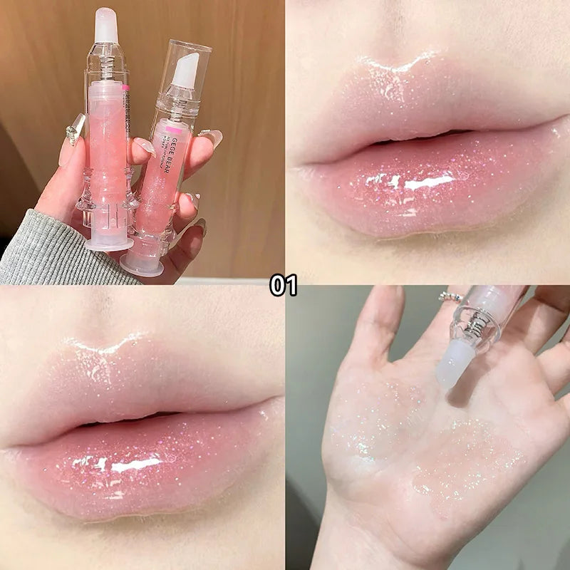 Gege Bear Ice Beet Lip Gloss Essence Honey, Pressed Type Lip Gloss, Balm Smooth, Rich Atmosphere, Explosion, Glitter, Transparent, Watery and Ice, Perfectly Lips, Korean Women's Essentials